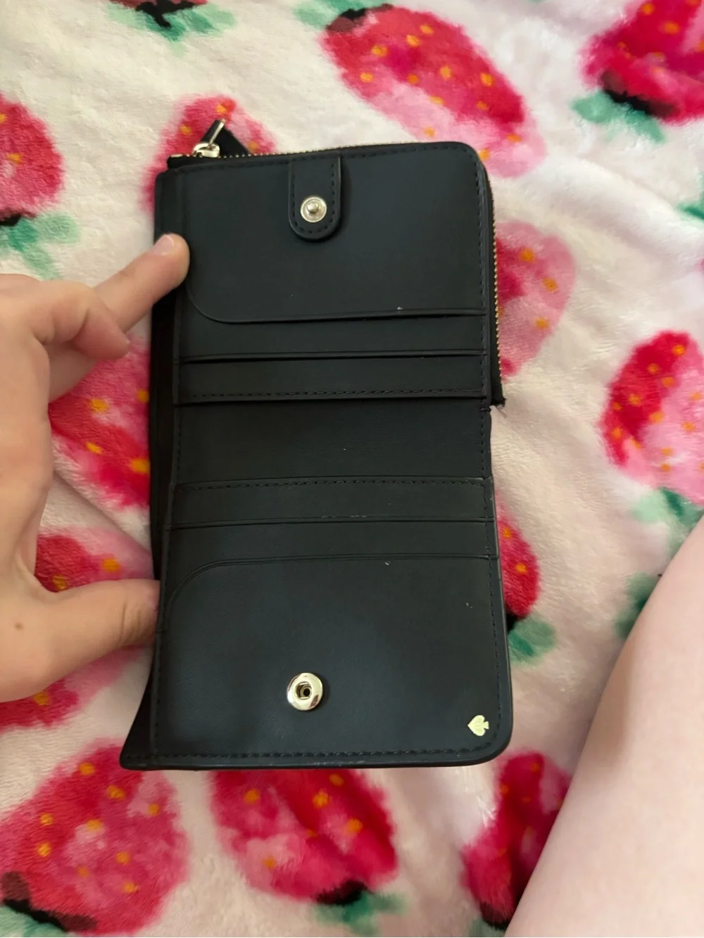 kate spade Black Zip Around Leather Card Holder Wallet